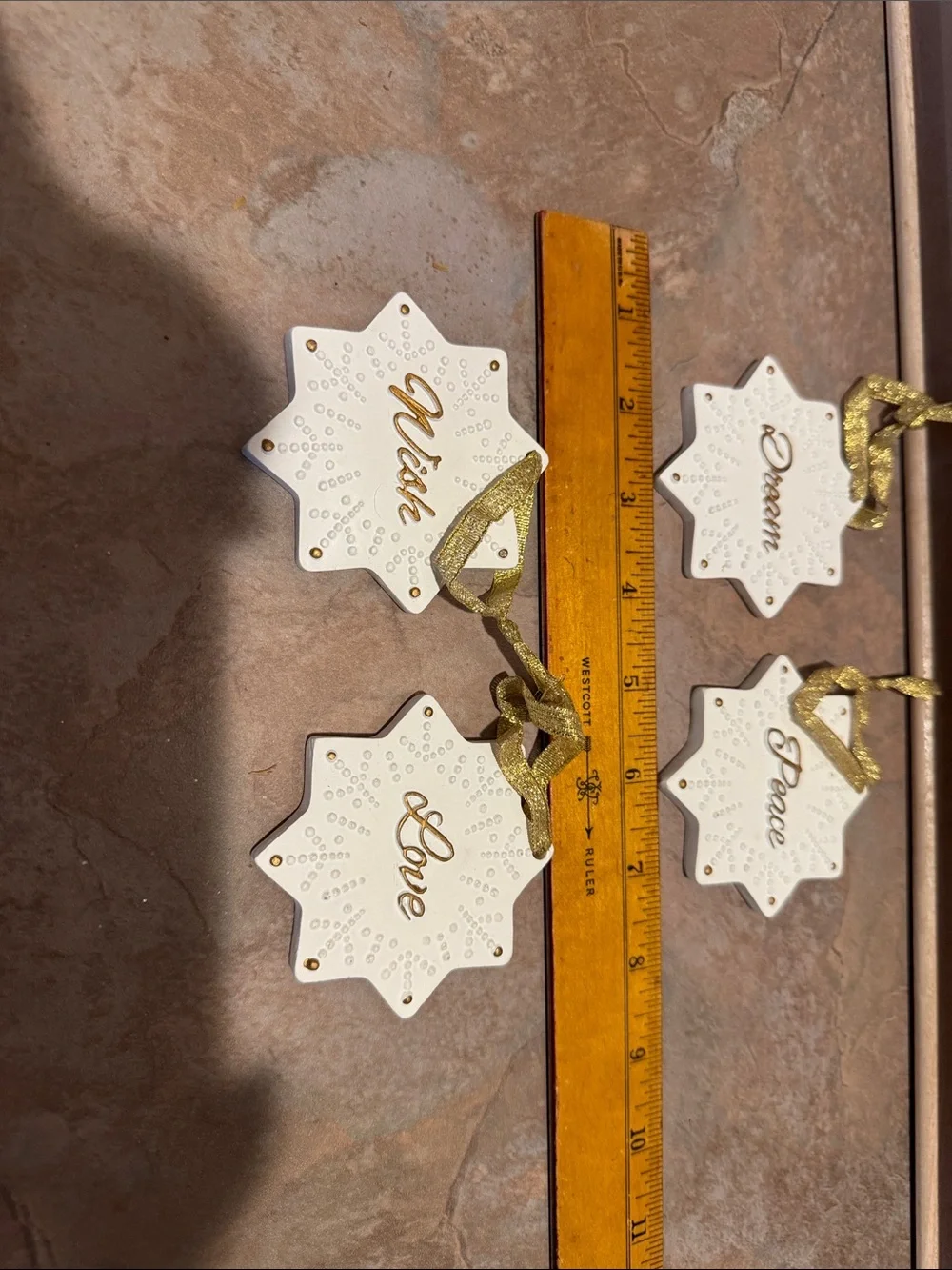 Holiday Star Ornament Set - White & Gold 